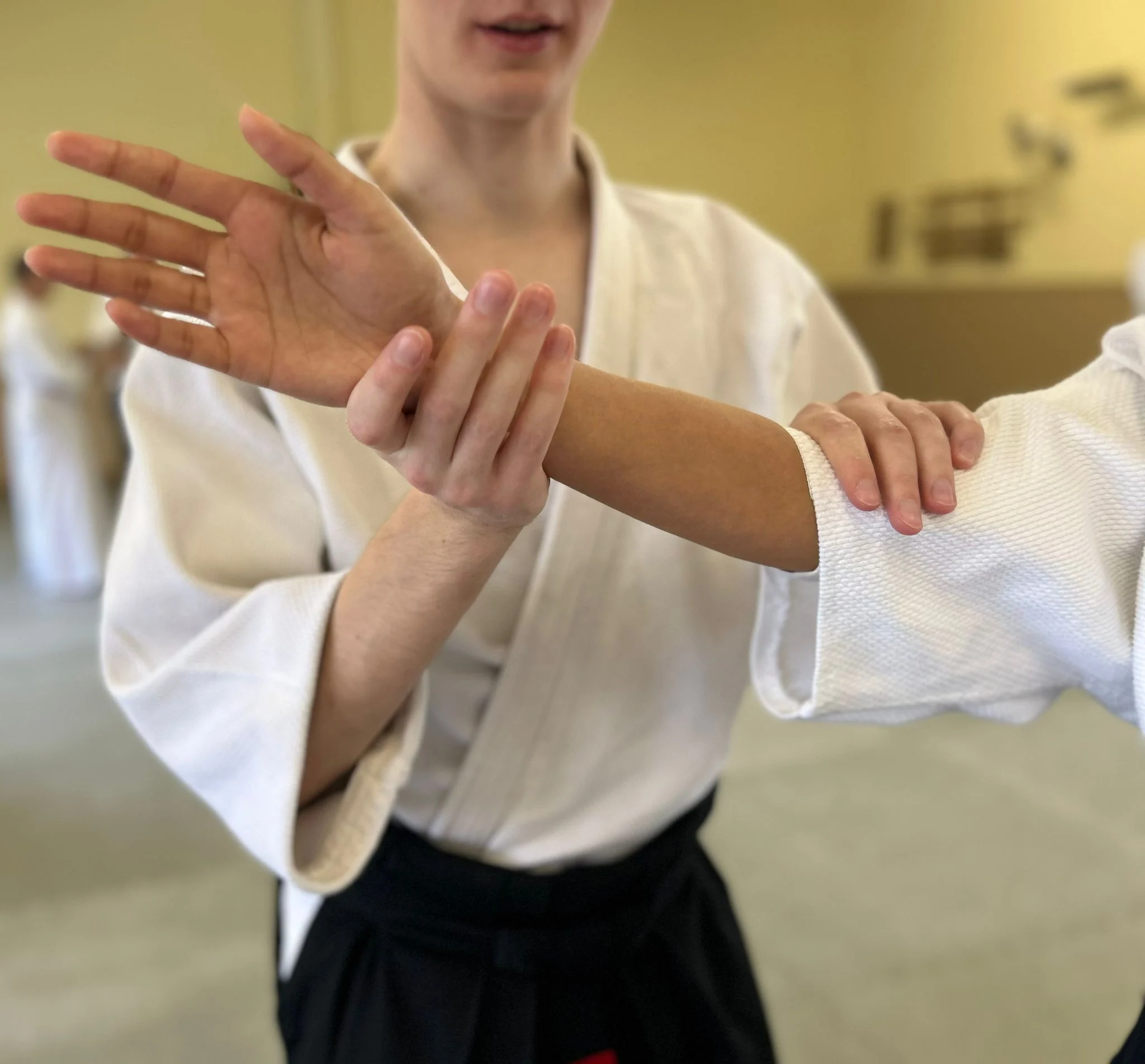 The headquarters grounds in spring with trees in bloom